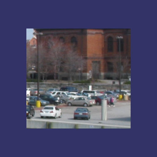 An RGB Image, taken intentionally out-of-focus with a digital camera,  of a parking lot in Baltimore.  