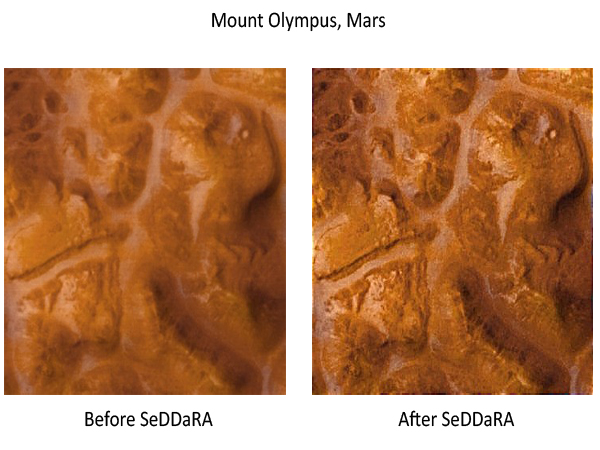 Image of Mars Before and After SeDDaRA restoration.